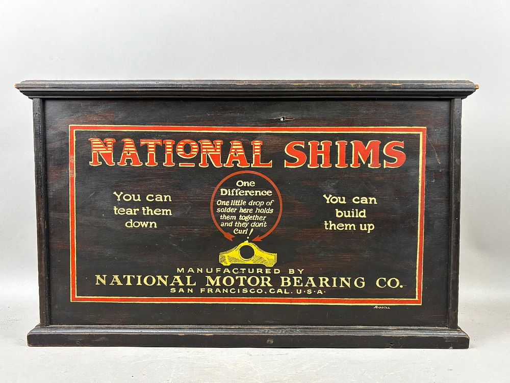 Lot 284: National Motor Bearing Co San Francisco CA Shims Wooden Store Display Cabinet