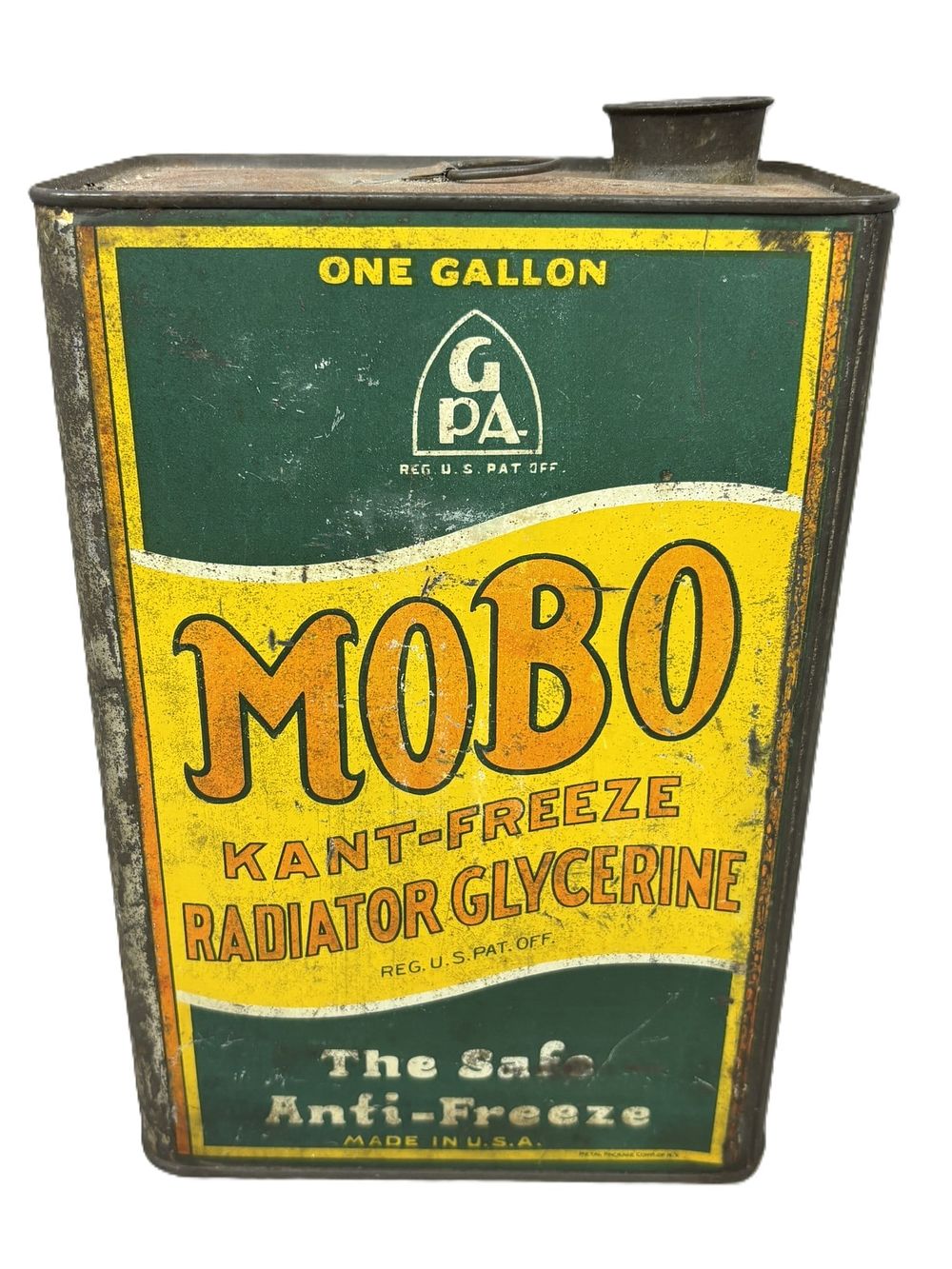 Lot 296: Mobo Kant-Freeze Radiator Glycerine Anti Freeze 1 Gallon Metal Can