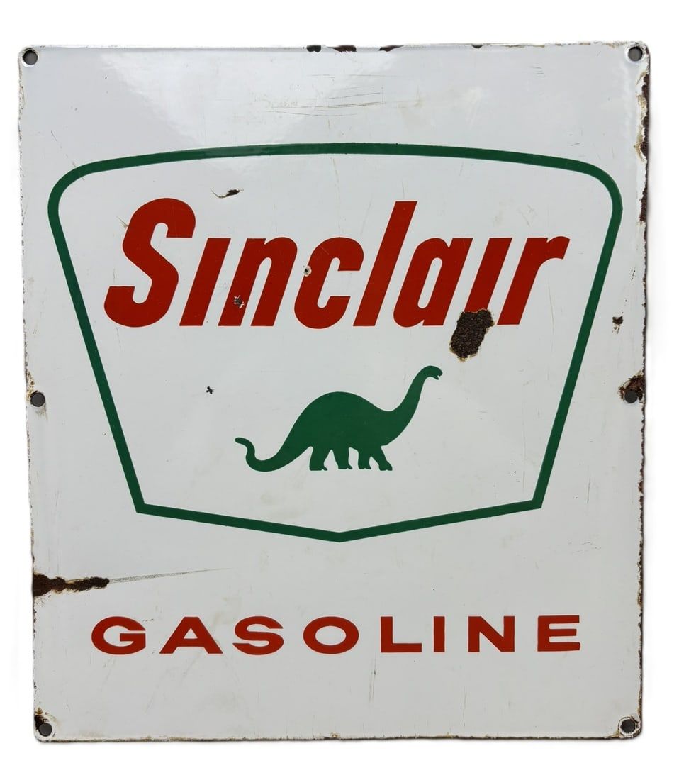 Lot 298: Sinclair Gasoline SSP 1960s Porcelain Pump Plate Sign