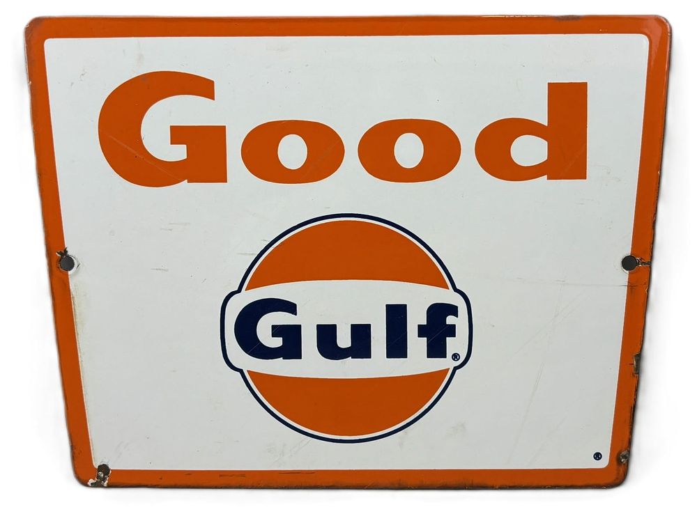 Lot 299: Good Gulf SSP Porcelain Pump Plate Advertising Sign