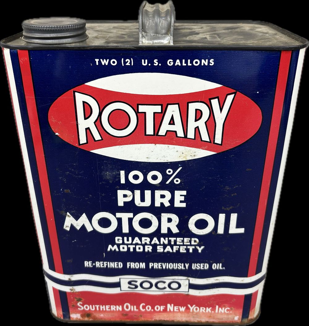 Lot 304: Rotary 100% Pure Motor Oil Southern Oil Co New York 2 Gallon Can