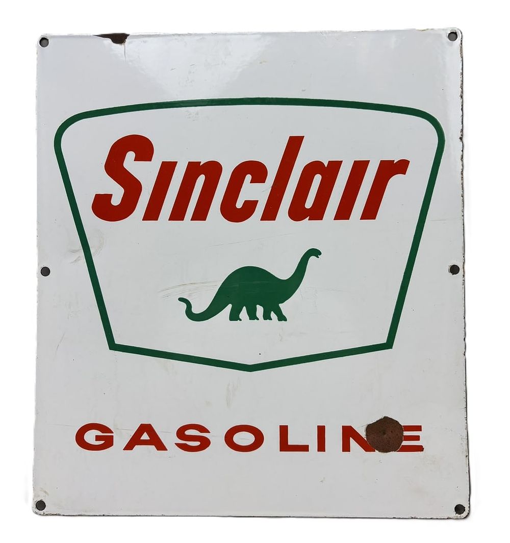 Lot 305: Sinclair Gasoline SSP 1960s Porcelain Pump Plate Sign