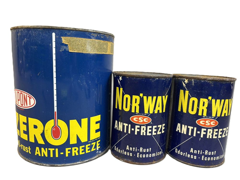 Lot 327: Lot 3 Nor'Way Anti Freeze Pair Quart Cans & 1 Gallon Zerone Dupont
