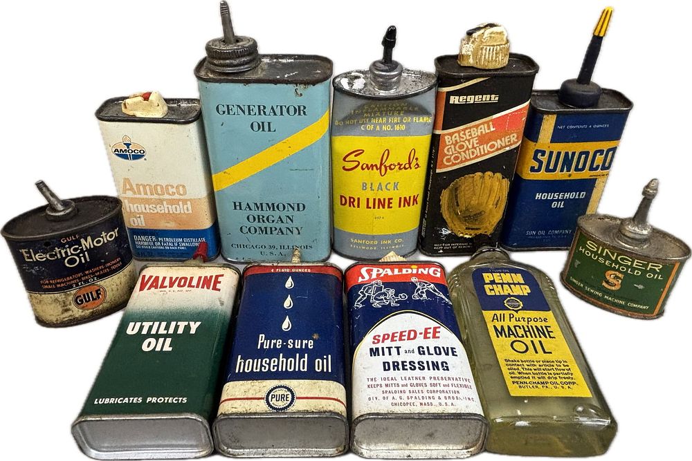 Lot 342: Lot 11 Handy Oilers Gulf Lead Top Valvoline Pure Spalding Penn Champ Sunoco & More