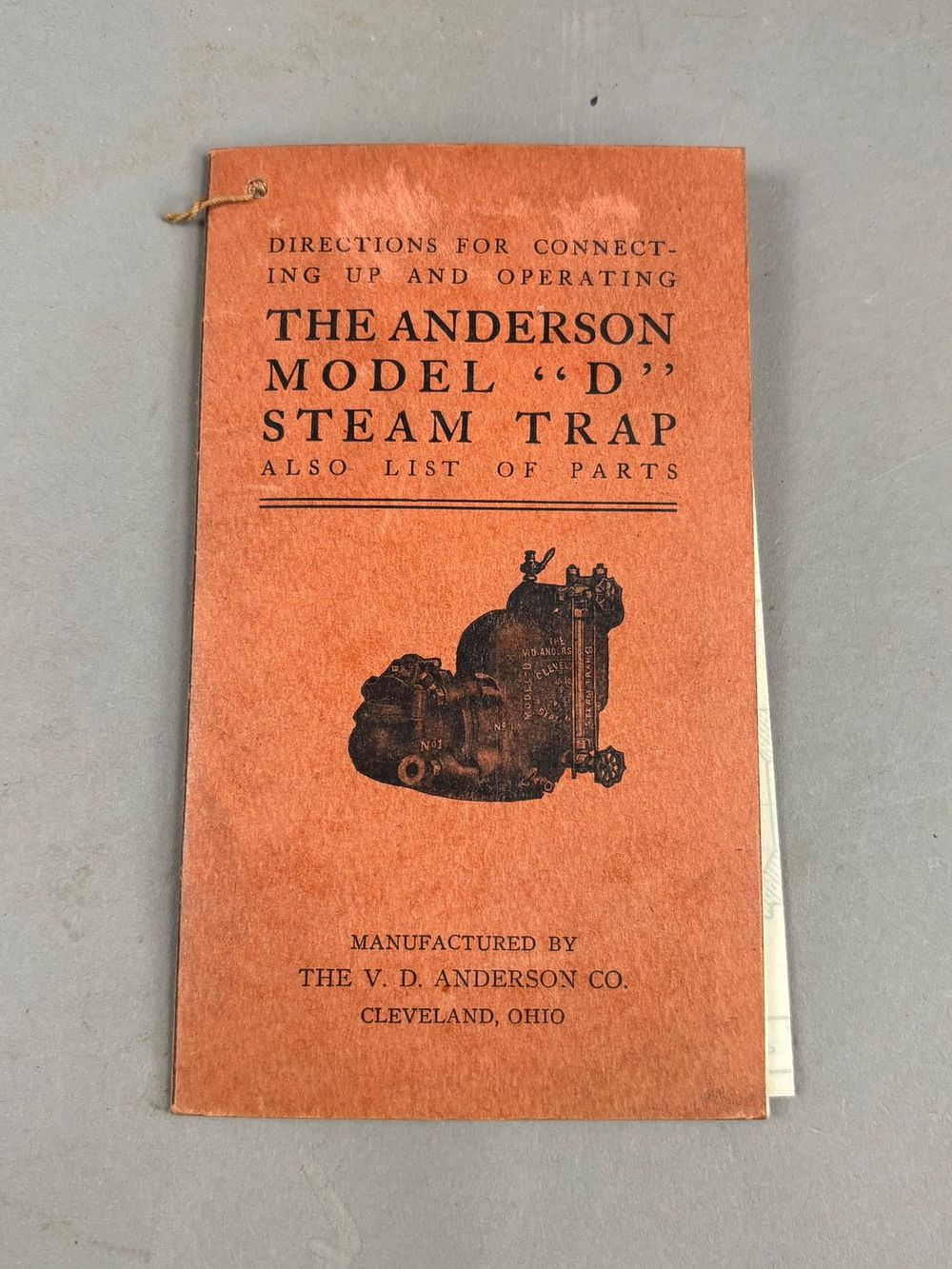Lot 187: The Anderson Model "D" Steam Trap 1915 Cleveland Ohio 15 Page Booklet
