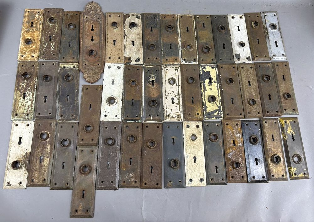 Lot 206: Lot 42 Original Early 1900s Brass Plated Matching Back Plates
