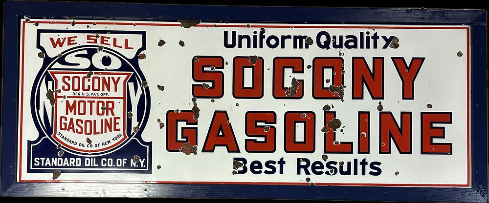 Lot 275C: Socony Gasoline 10' Standard Oil Co NY SSP Porcelain Sign