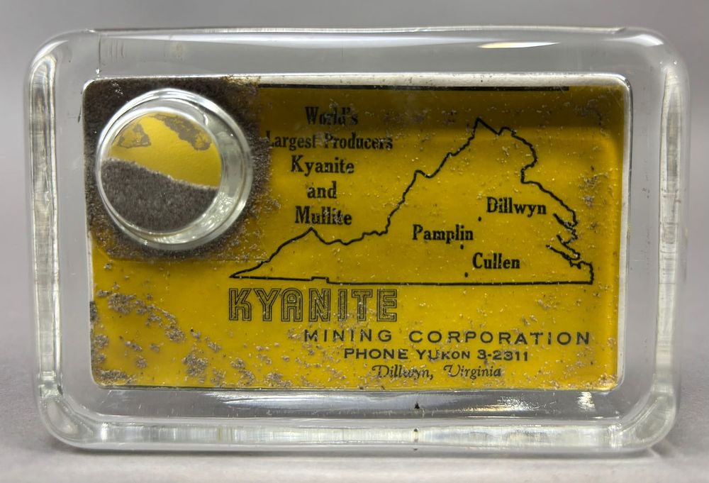 Lot 285: Kyanite Mining Co Dillwyn Virginia Early 1900s Advertising Paperweight