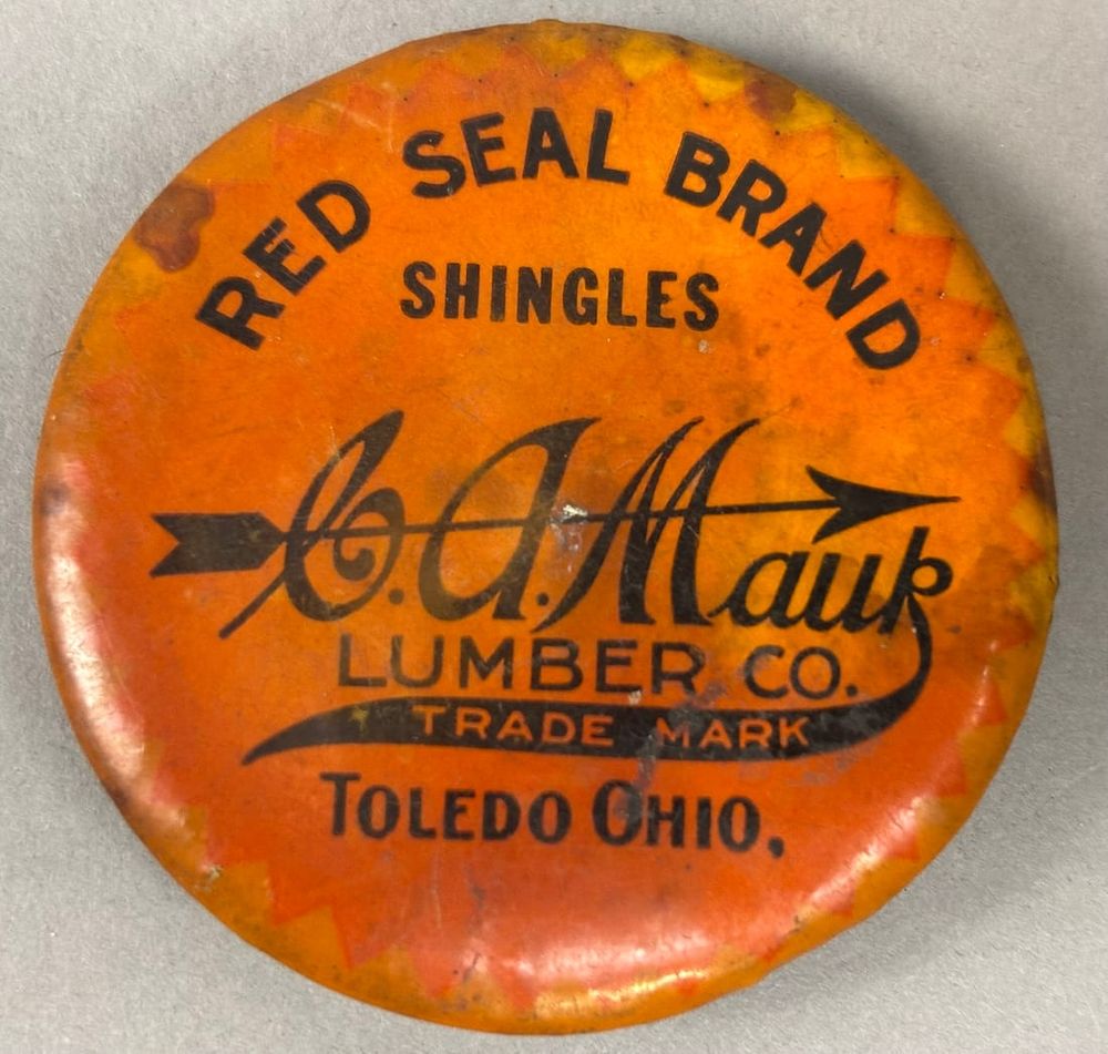 Lot 297: Red Seal Brand C.A. Mauk Lumber Co Toledo Ohio Advertising Celluloid Stone