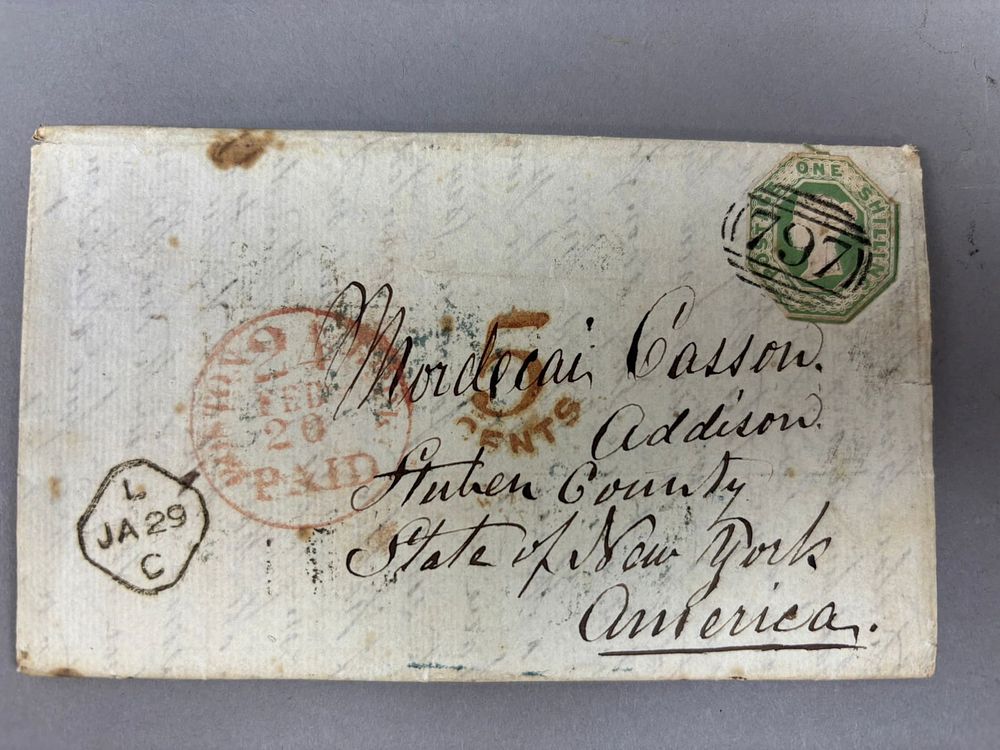 Lot 300A: Jan 25 1856 Thorne England to America New York Hand Written Letter