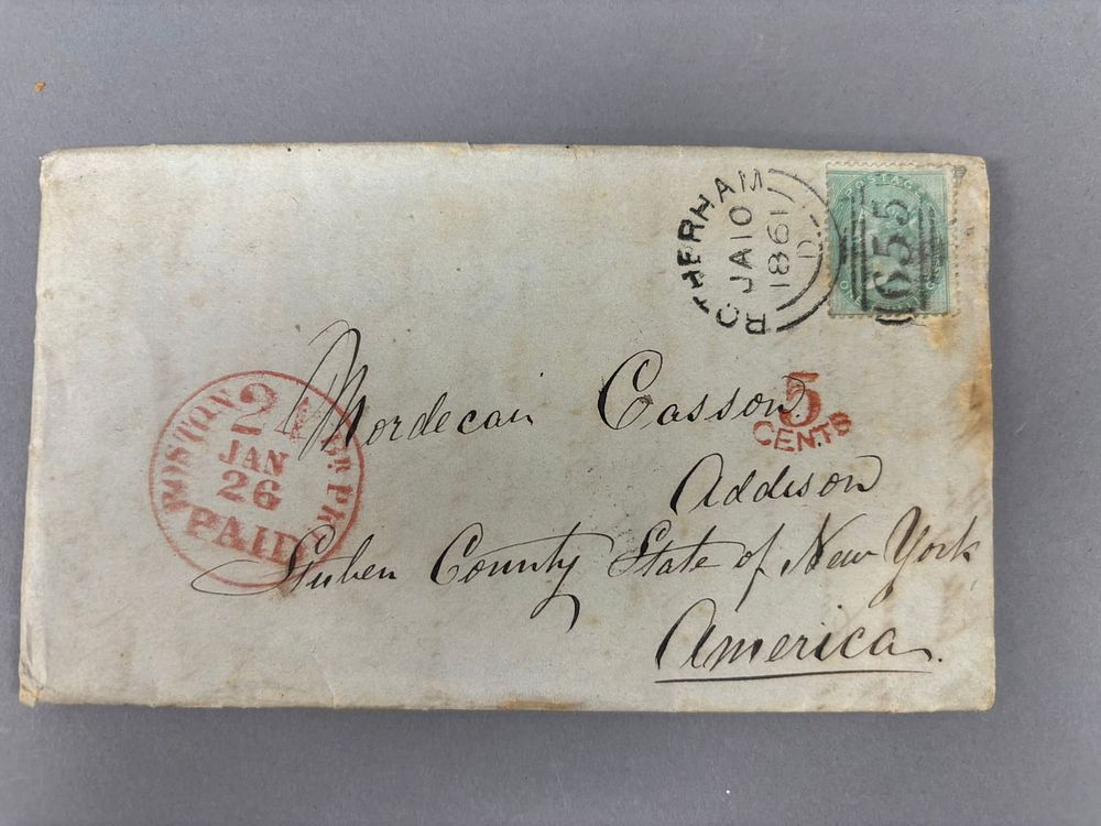 Lot 300F: 1861 Family Letter England to America Addison New York