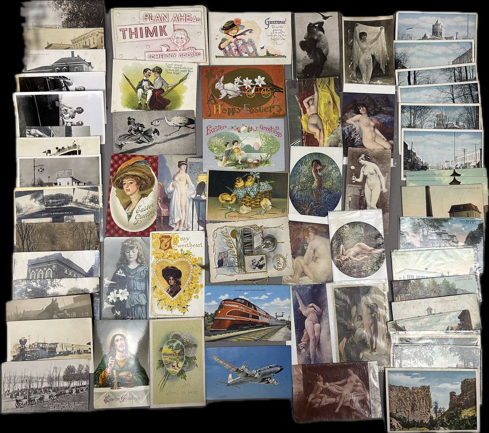 Lot 304: Antique Lot 60 Easter Victorian Postcards & Michigan RPPC