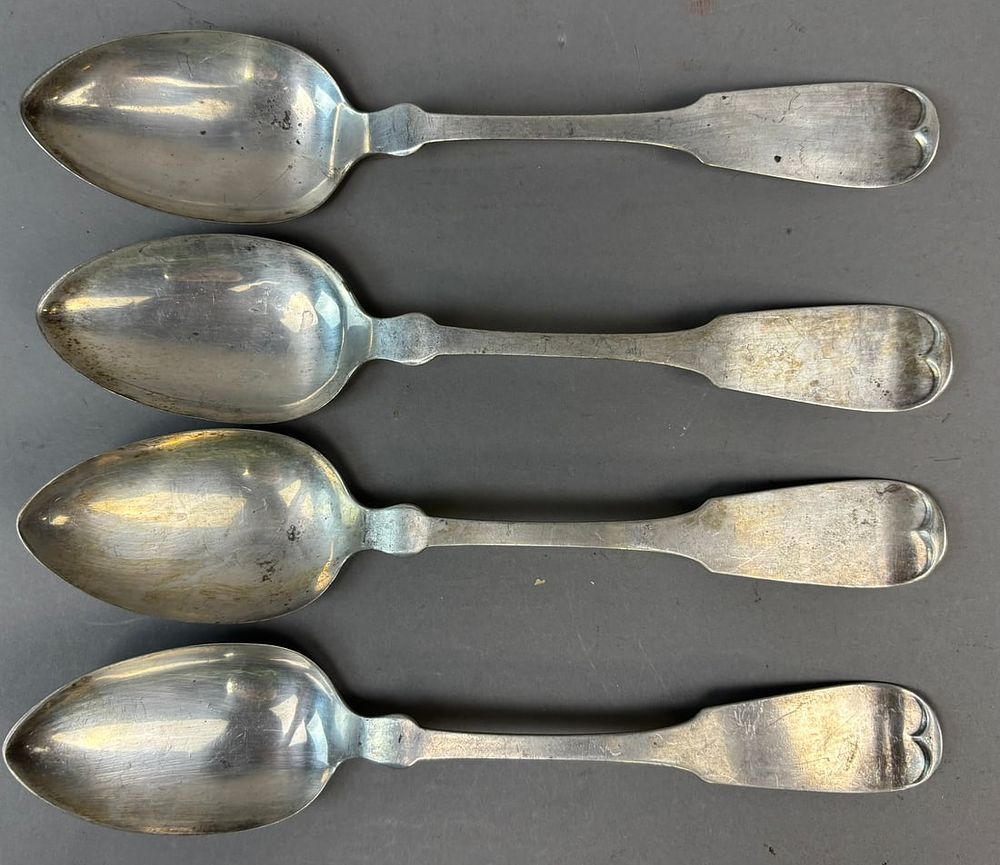 Lot 336: Lot 4 Hall & Elton Coin Silver 19th Century Spoons 142 Grams
