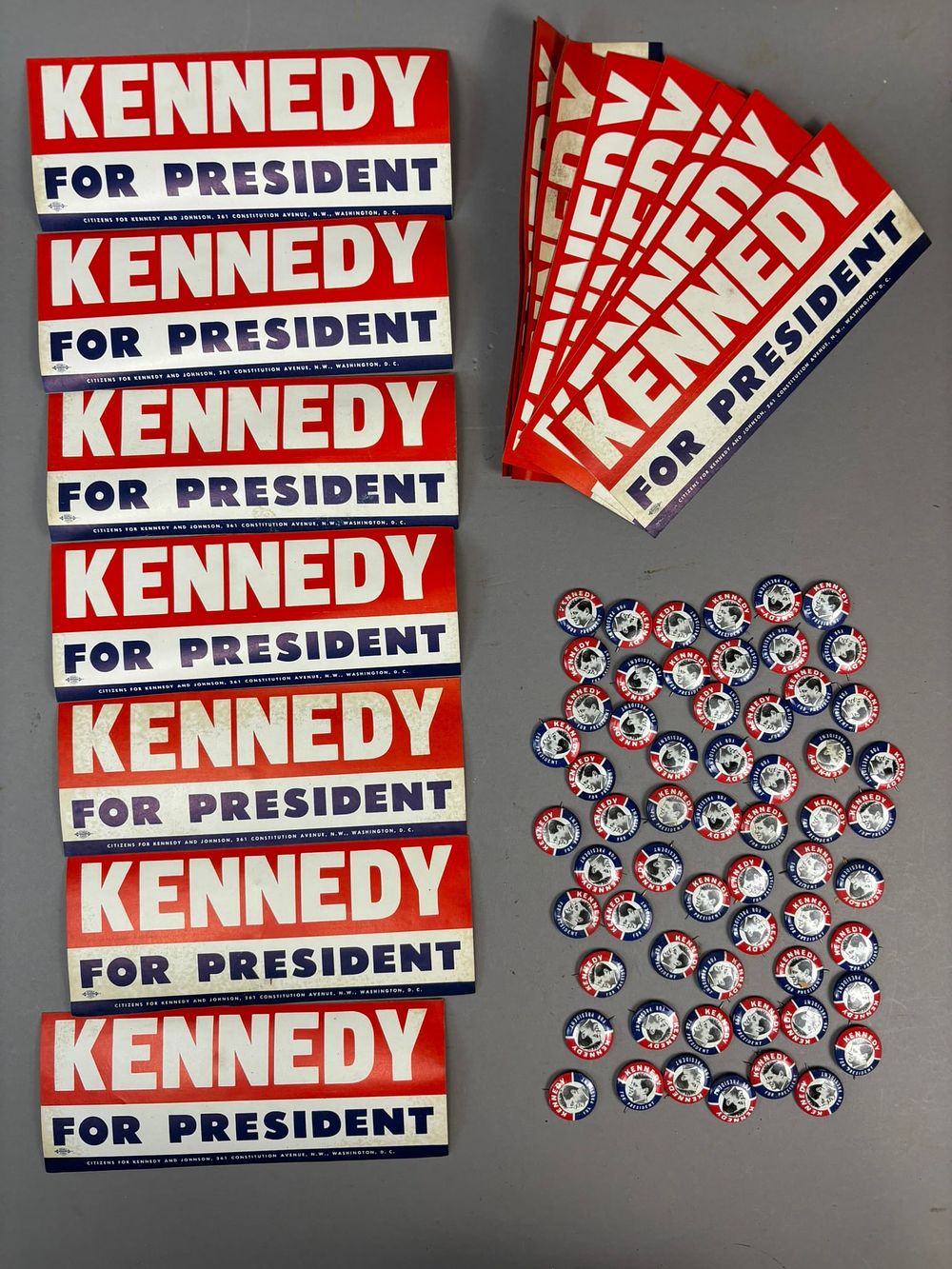 Lot 338: John F Kennedy Lot 75 Original Advertising Political Buttons & Stickers