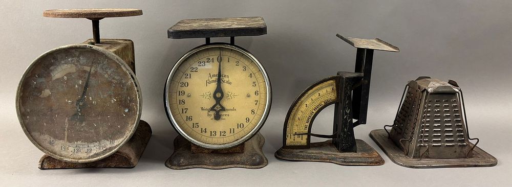 Lot 357: Antique Lot 3 Early Country Store Scales & Kitchen Grater