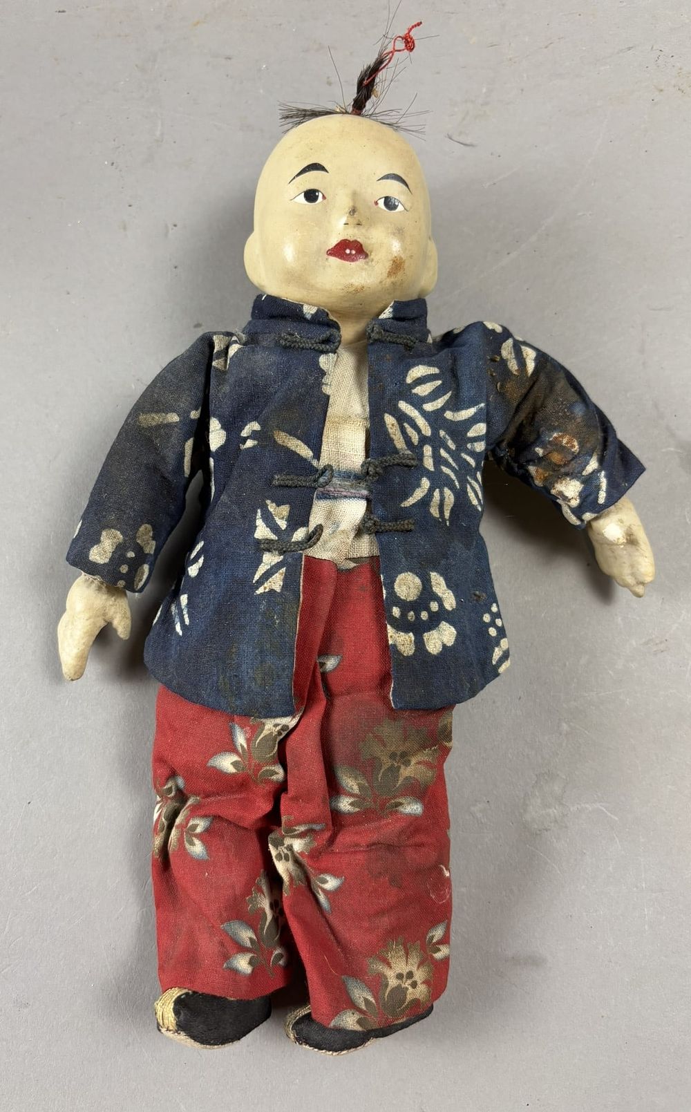 Lot 373: Antique 19th Century Chinese Doll w/ Handmade Silk Clothing
