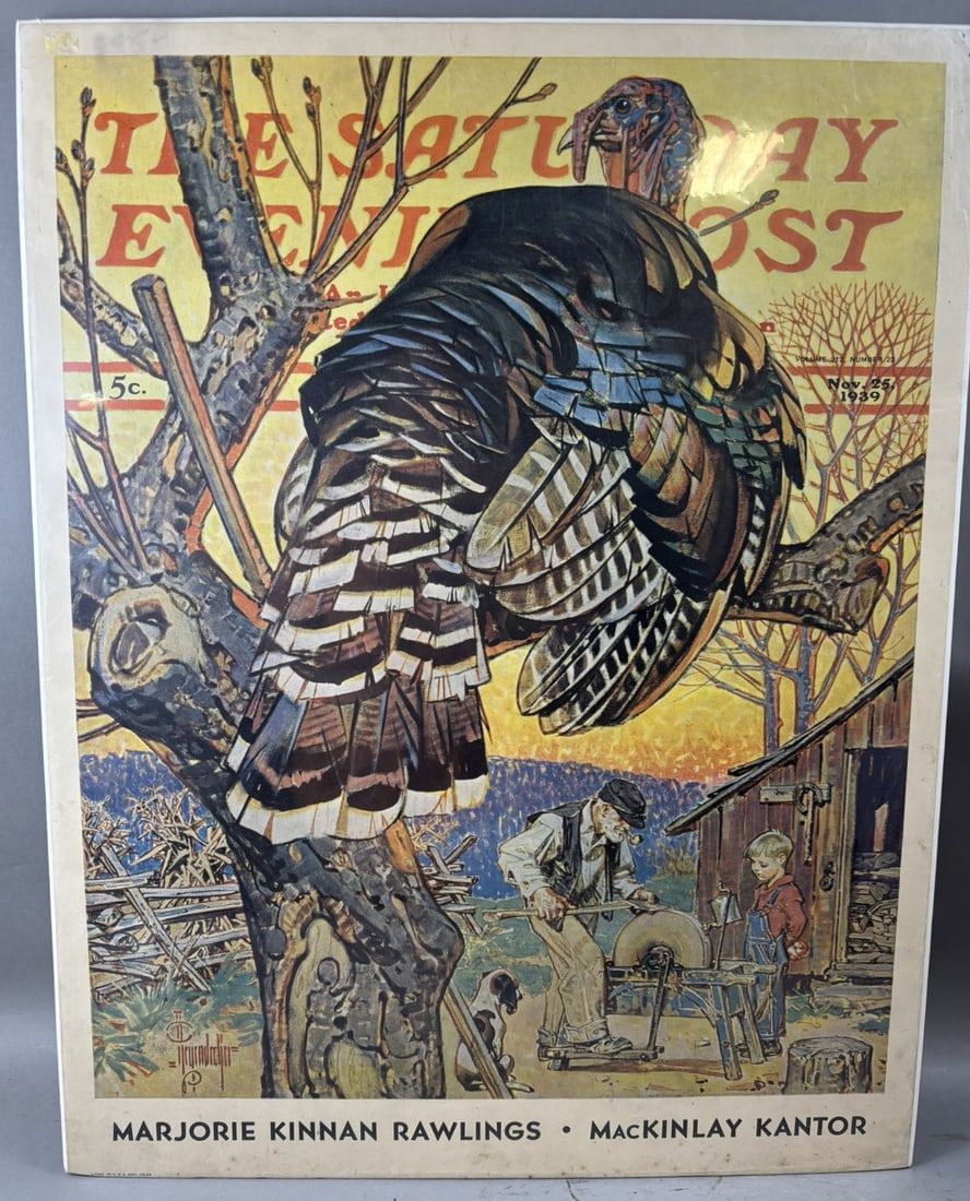 Lot 393: The Saturday Evening Post Nov 25 1939 Paper Poster Marjorie Kinnan Rawlings