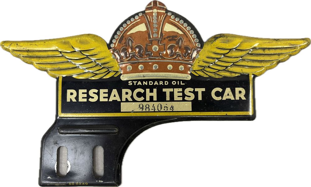 Lot 104B: Standard Oil Research Test Car Original 1950s License Plate Topper