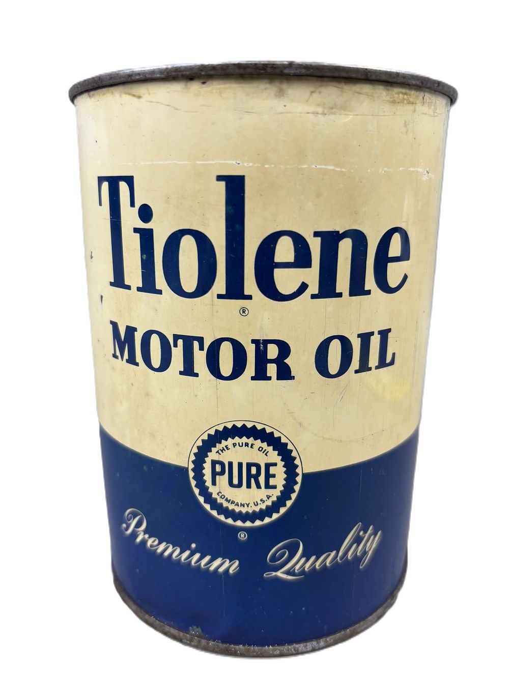 Lot 106B: Tiolene Motor Oil Pure Premium Quality Metal Quart Can