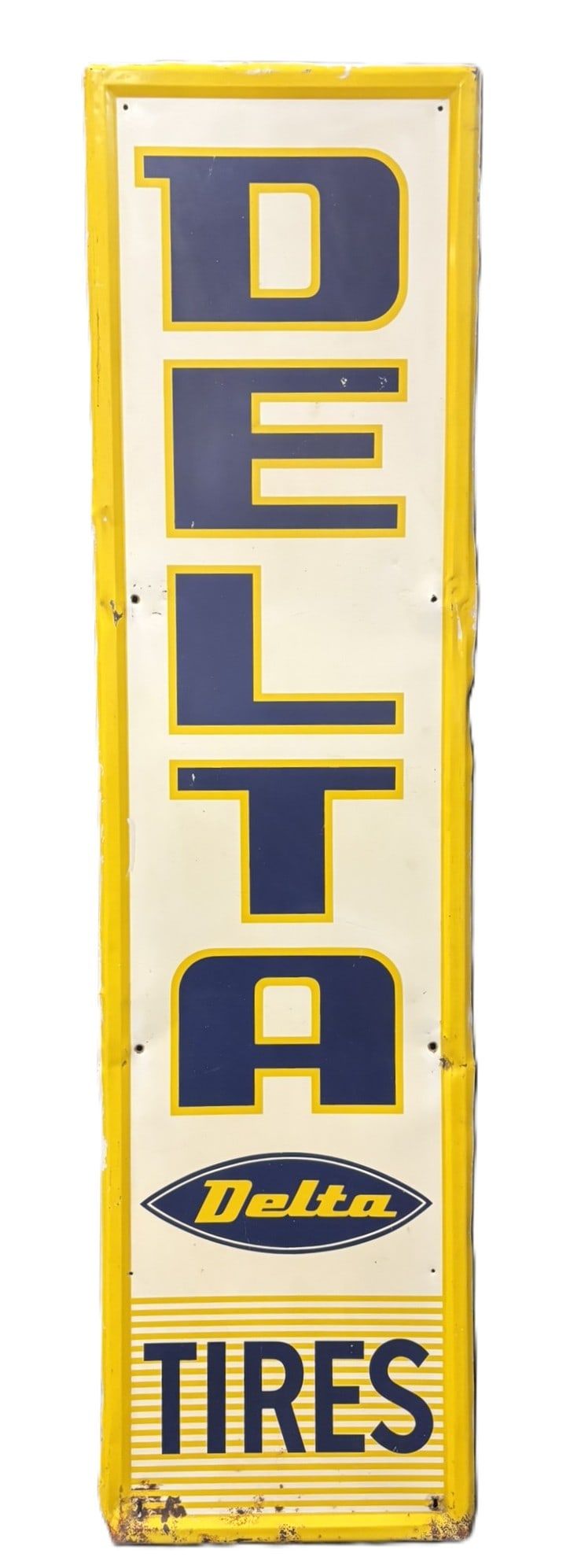 Lot 323A: Delta Tires Self Framed SST Metal Advertising Sign