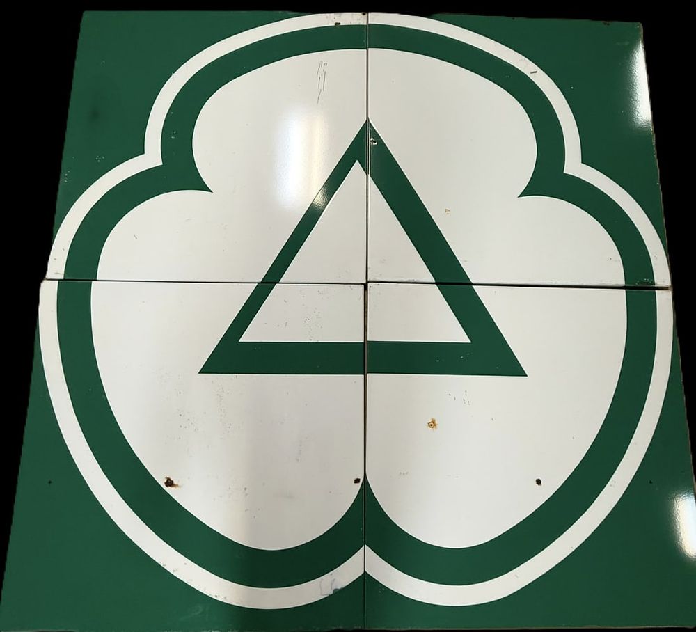 Lot 327A: Original Cities Service 6'x6' 4 Panel Gas Station Clover SSP Porcelain Sign