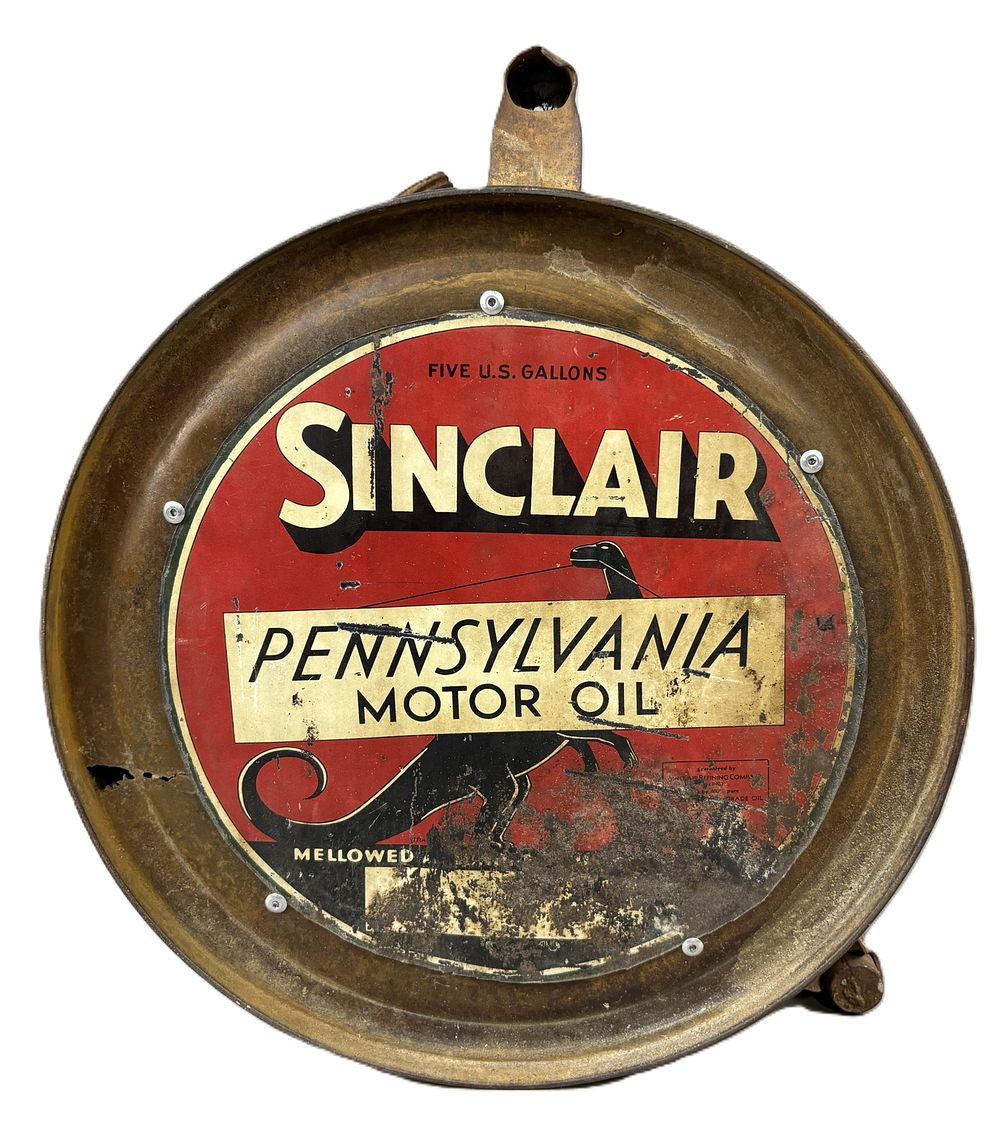 Lot 160: Sinclair Pennsylvania Standing Dino Motor Oil 5 Gallon Rocker Can