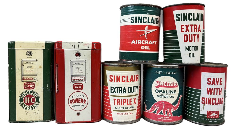 Lot 163: Lot 7 Sinclair Original Coin Bank Advertising Motor Oil Cans