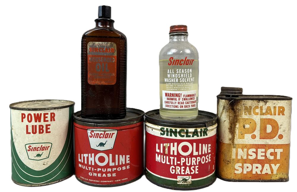Lot 166: Lot 6 Sinclair Litholine Grease Power Lube PD Spray & Solvent Cas
