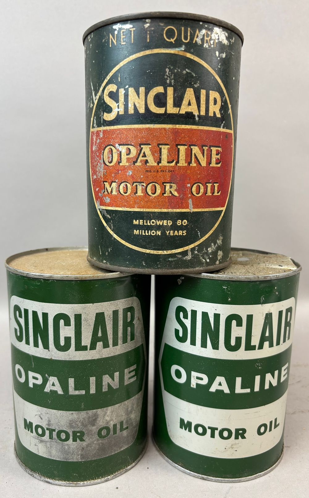 Lot 172: Lot 3 Sinclair Opaline Motor Oil Metal Quart Cans