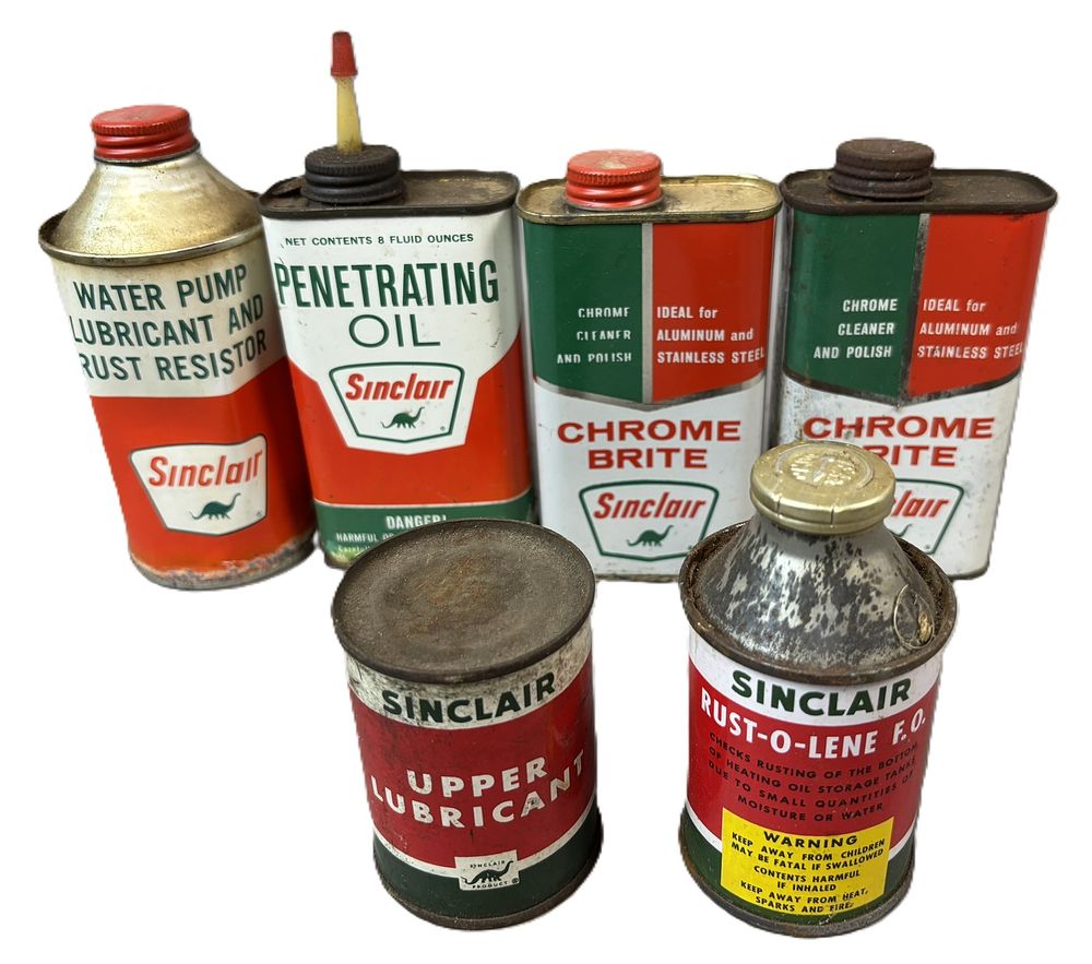 Lot 175: Lot 6 Sinclair Chrome Brite Penetrating Oil Water Pump Rust-O-Lene