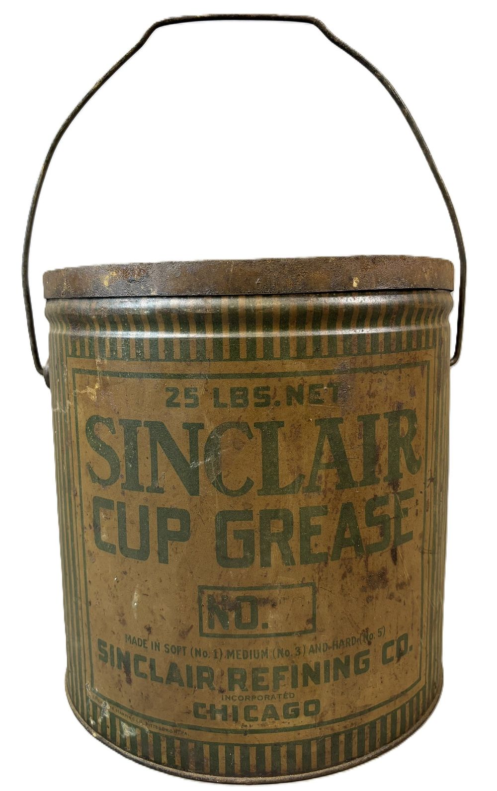 Lot 176: Antique 1920s Sinclair Cup Grease 25 Lb Pail Can w/ Handle