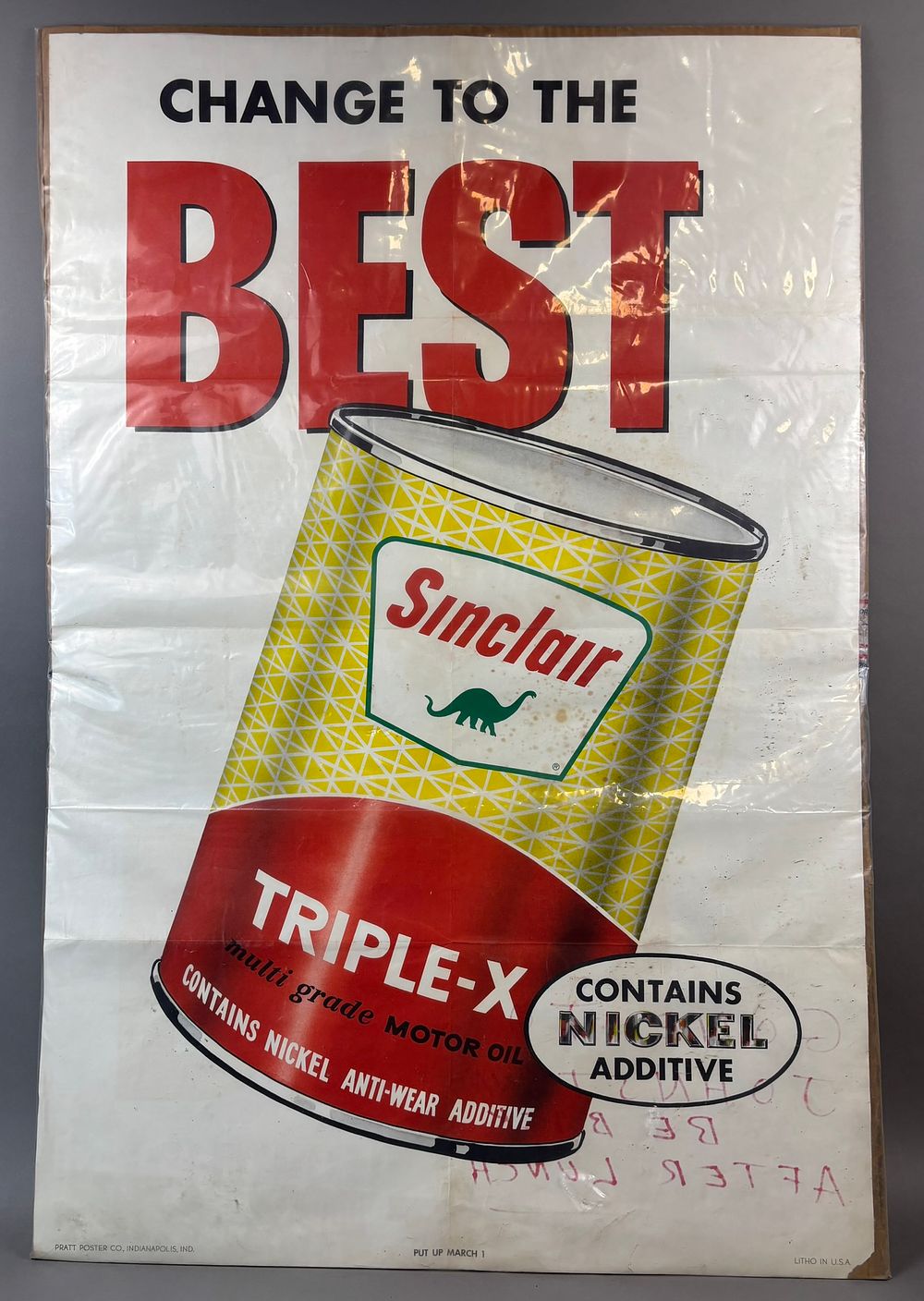Lot 187: Sinclair Change To The Best Triple X Advertising Poster Sign