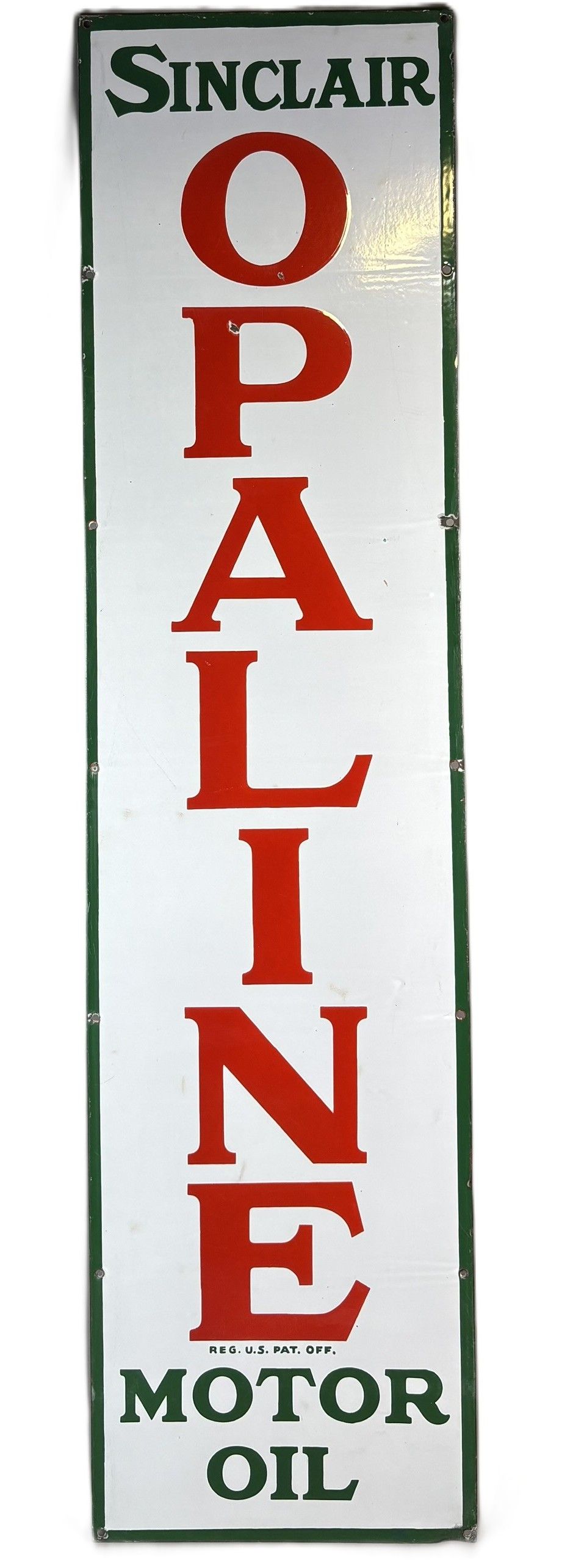 Lot 196: Sinclair Opaline Motor Oil SSP Porcelain 5' Advertising Sign - HIGH GRADE
