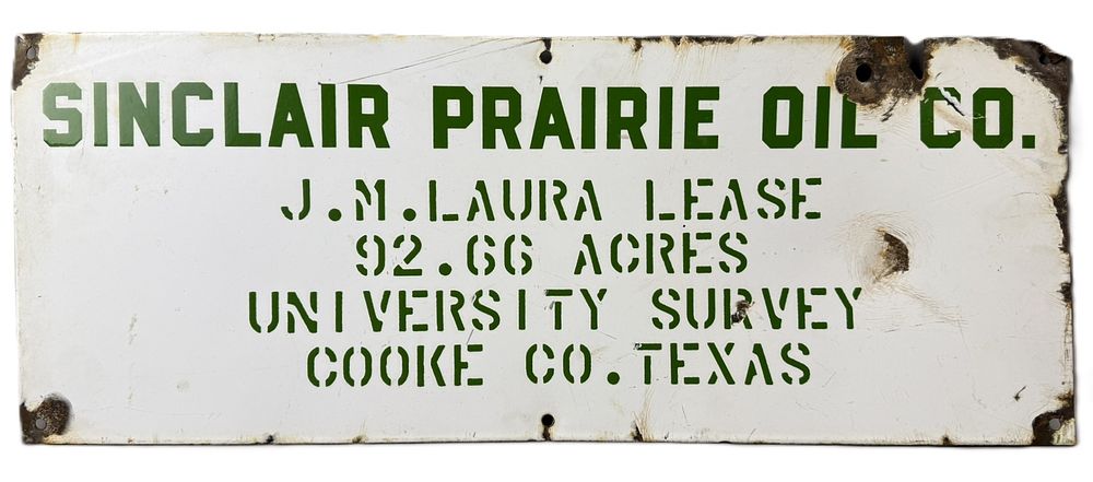 Lot 201: Sinclair Prairie Oil Co SSP Porcelain Lease Advertising Sign Texas