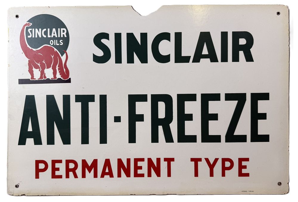 Lot 206: Sinclair Anti-Freeze Permanent Type Masonite 1920s Advertising Sign