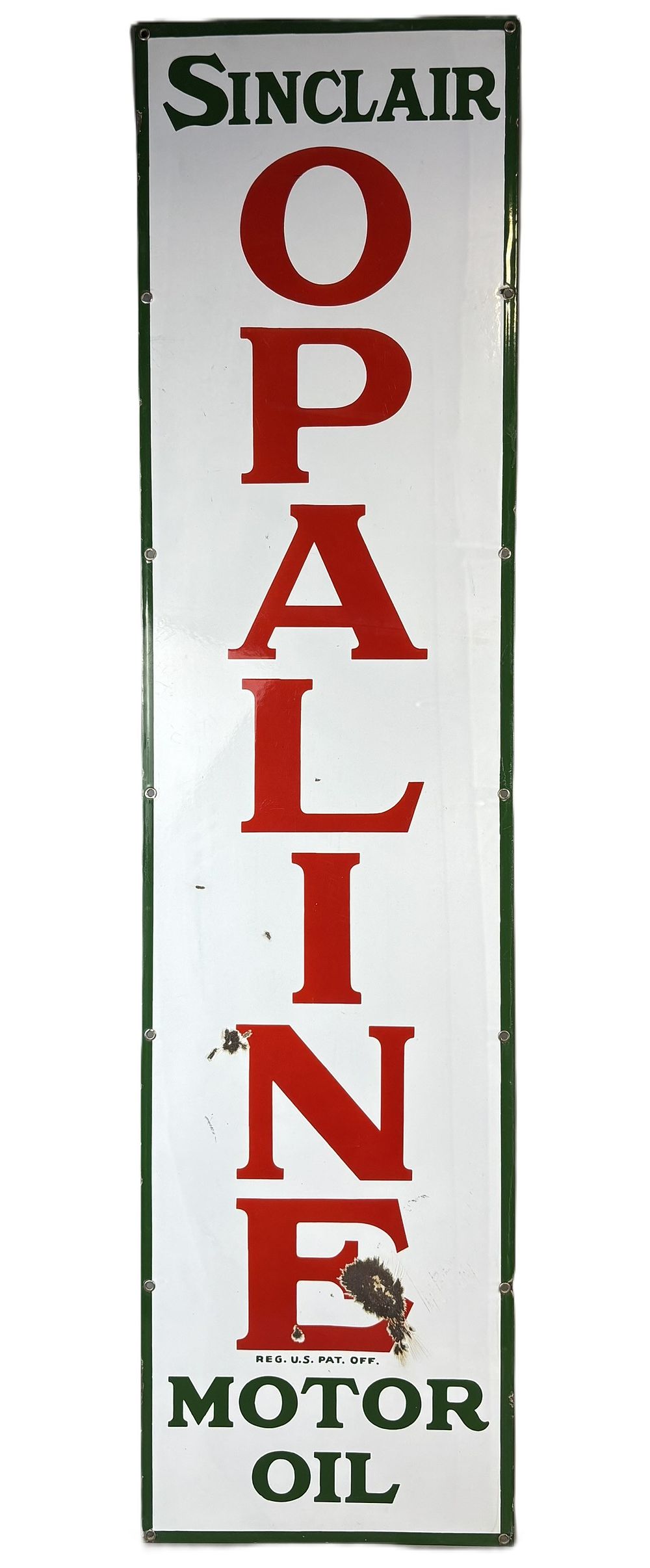 Lot 208: Sinclair Opaline Motor Oil SSP Porcelain 5' Advertising Sign