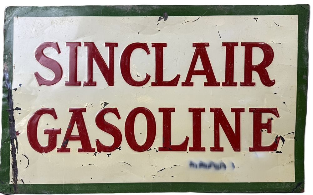 Lot 224: Sinclair Gasoline SST Tin Embossed Metal Advertising Sign