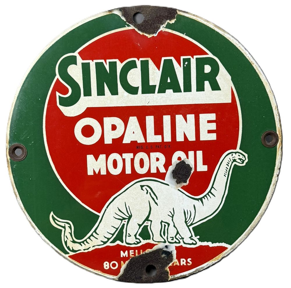 Lot 226: Sinclair Opaline Motor Oil SSP Porcelain 11" Advertising Sign