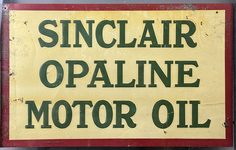 Lot 243: Sinclair Opaline Motor Oil SST Tin Embossed 1920s Advterising Sign