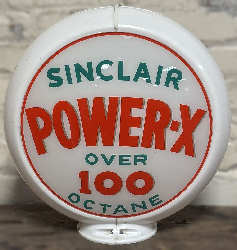 Lot 262: Sinclair Power-X Over 100 Octane 13.5" Gas Pump Globe w/ Capco Body