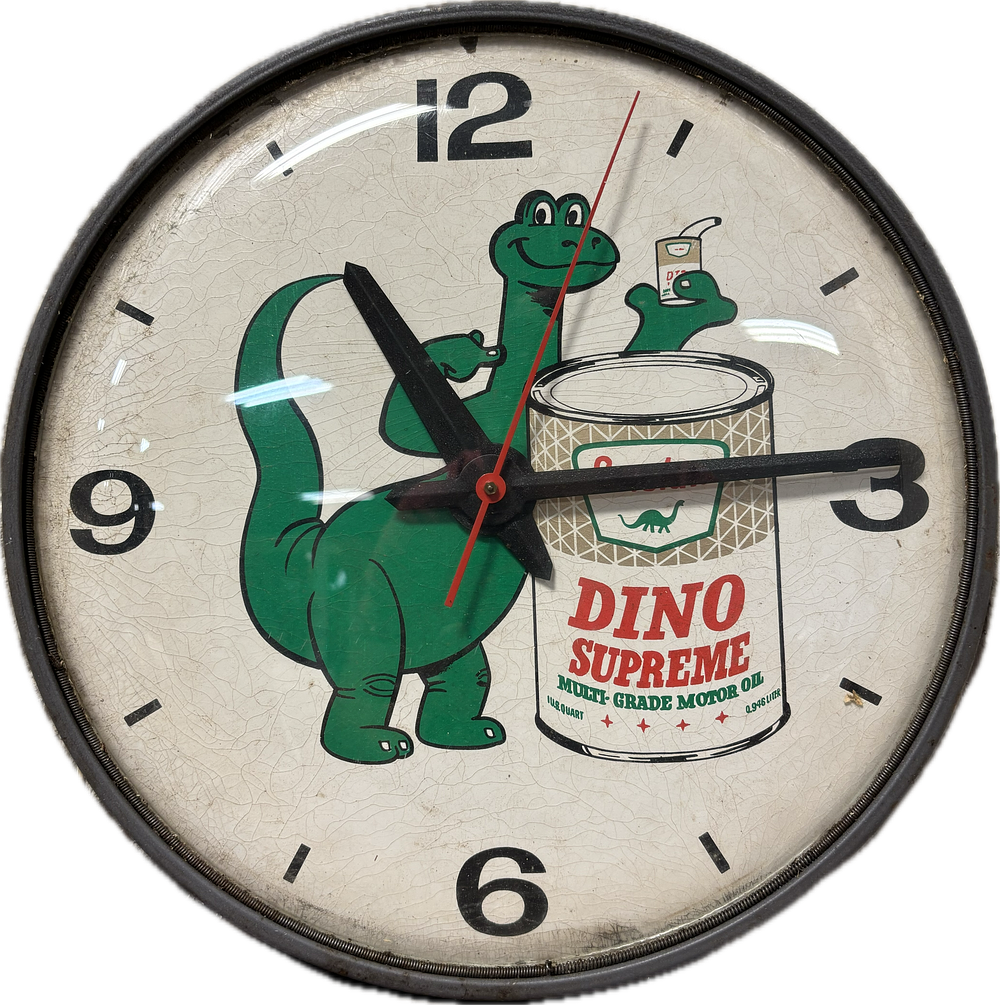 Lot 293: Dino Supreme Multi Grade Motor Oil Original Gas Station Clock