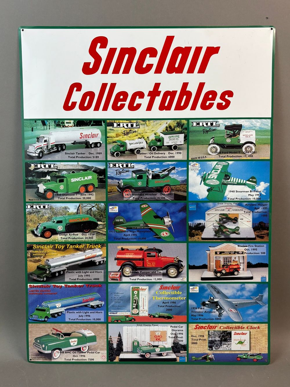Lot 298c: Sinclair Collectibles SST Tin Metal Advertising Sign