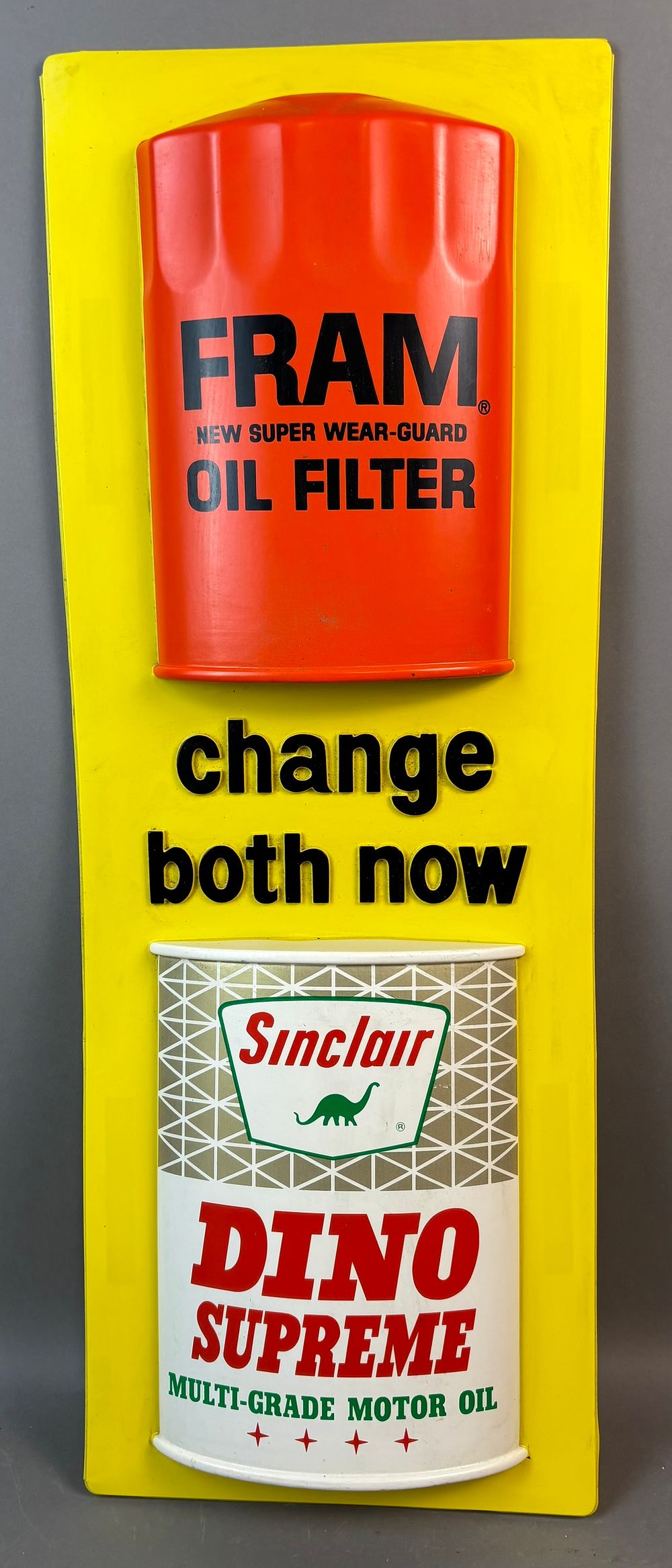 Lot 298l: Sinclair Oil & Fram Filter Dual Advertising Vacuum Form Plastic Sign