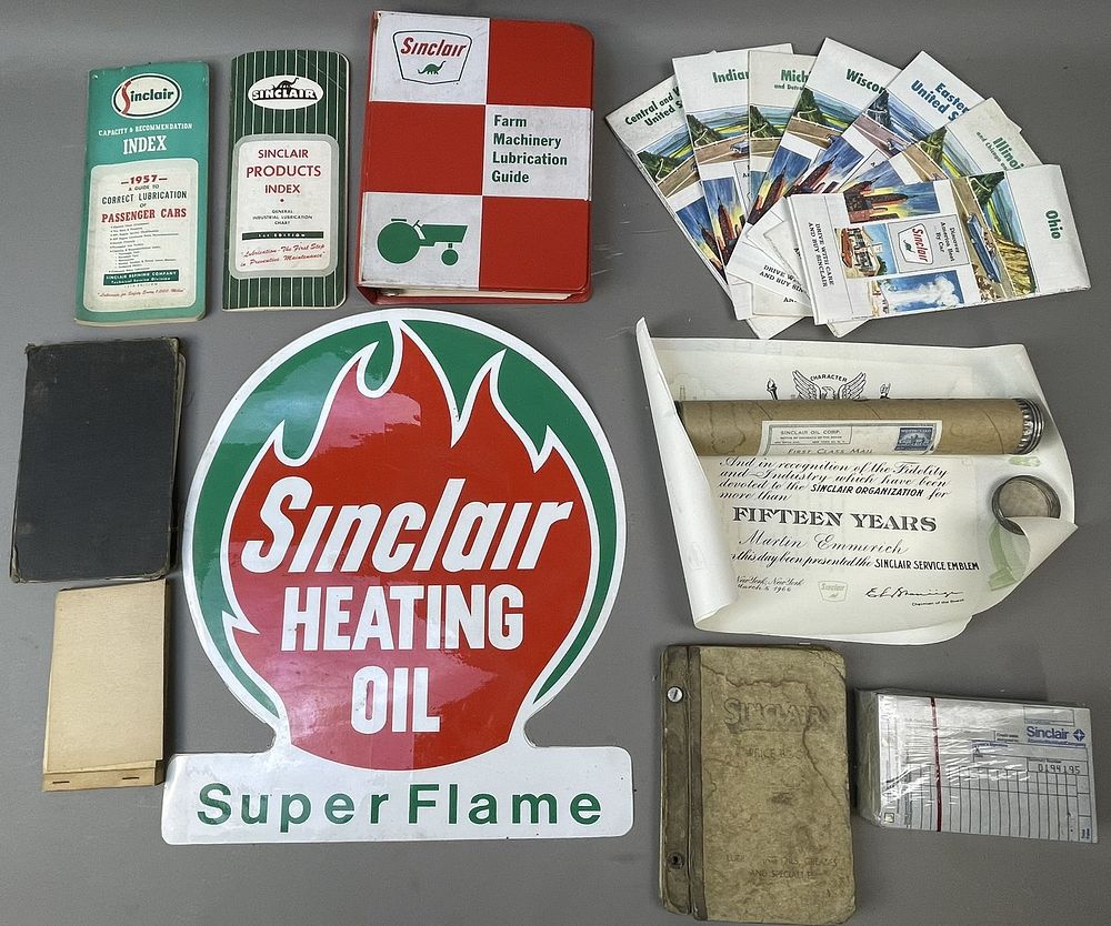 Lot 299c: Lot 16 Original Sinclair Service Station Sticker Map Index & More