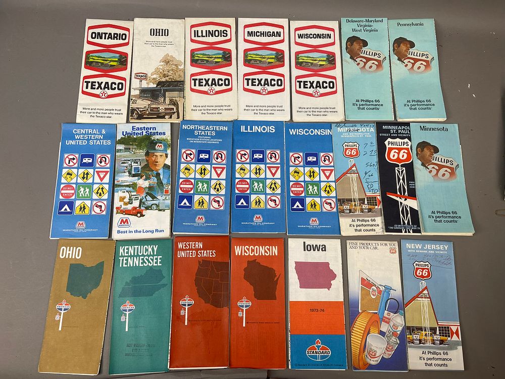 Lot 300h: Lot 22 Texaco Phillips 66 Marathon Gas Station State Maps