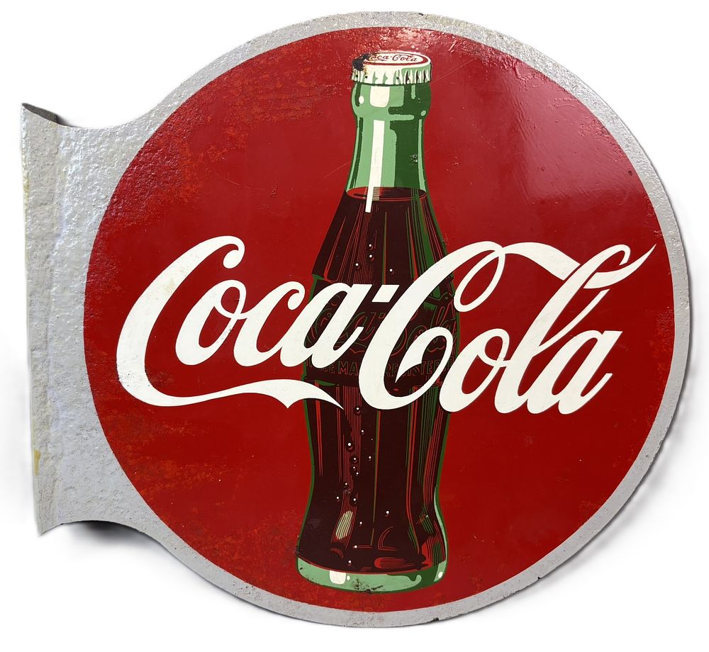 Lot 307: Coca Cola DST Painted Metal Advertising Flange Sign