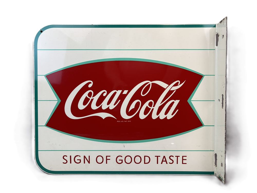 Lot 314: Coca Cola Fishtail Sign Of Good Taste Flange Soda Sign