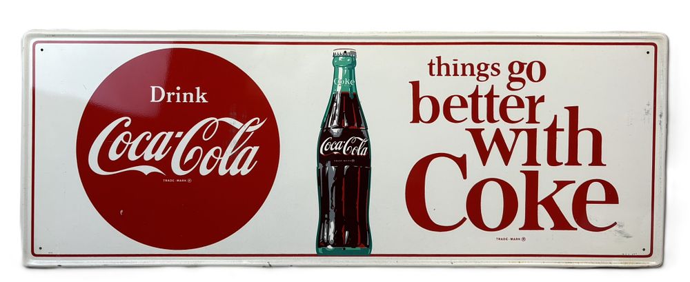 Lot 325: Things Go Better With Coke Self Framed 1960s Coca Cola Sign
