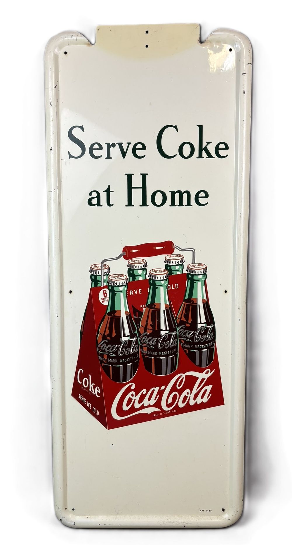 Lot 336: Serve Coke At Home Pillaster Self Framed SST 1947 Sign