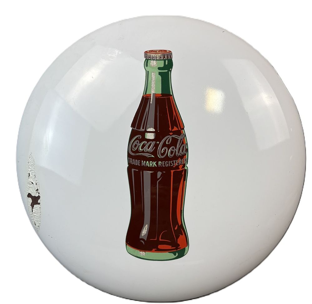 Lot 339: Coca Cola SSP Porcelain 24" Coke Button Soda Pop Sign